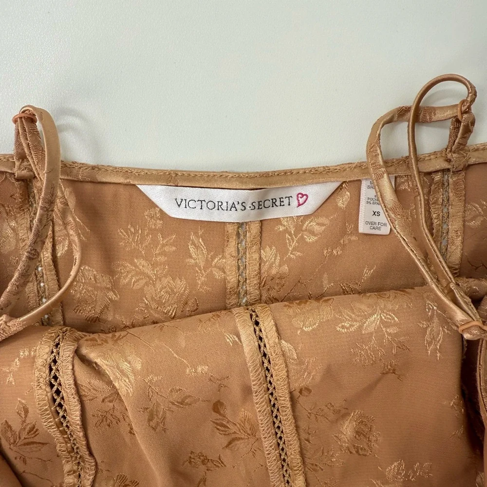 Vintage Victoria’s Secret Floral Tan satin Top - Picture 2 of 4